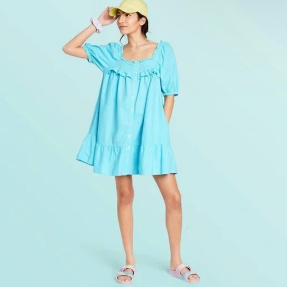 Stoney clover Lane x Target Blue Ruffled Dress size large l - Picture 5 of 8